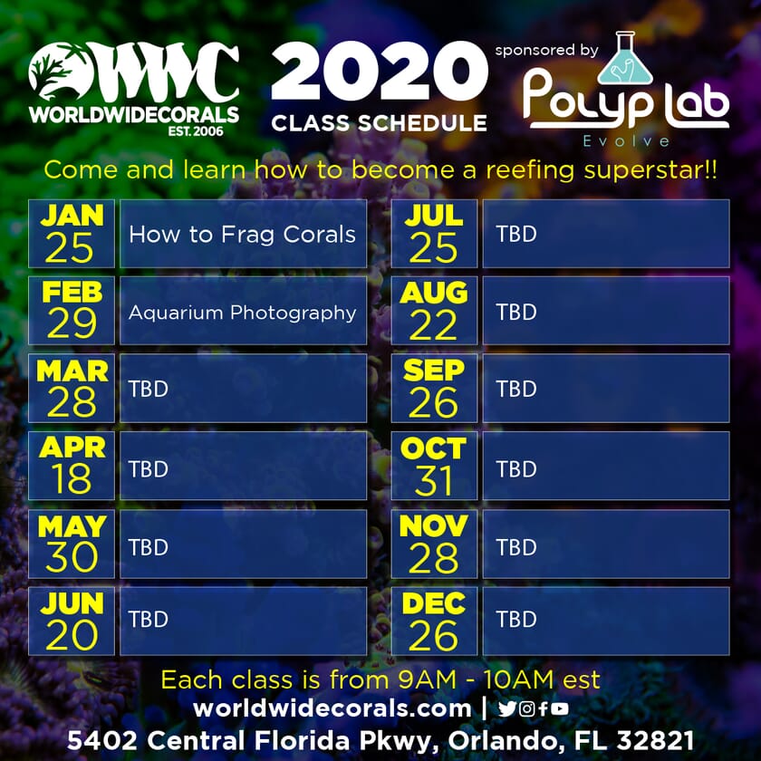 Come Learn LiveWWC 2020 Class Schedule REEF2REEF Saltwater and Reef